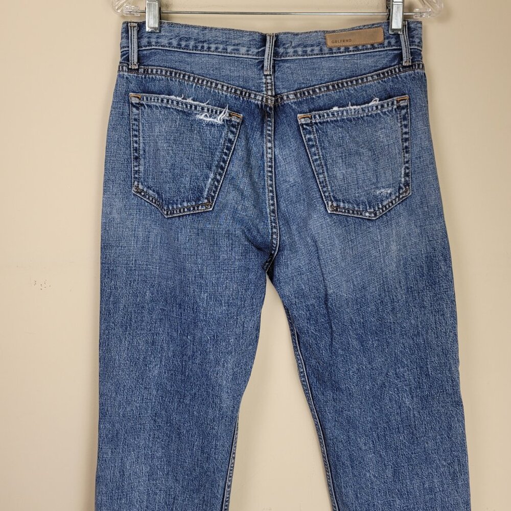 GRLFRND Helena High Rise Straight Jeans Womens Size 28 Distressed Blue Denim - Picture 7 of 13